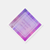 Serviette En Papier Purple Bokeh Plaid Texte personnalisé (Coin)