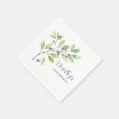 Serviette En Papier Purple Botanical 100e fête d'anniversaire (Coin)