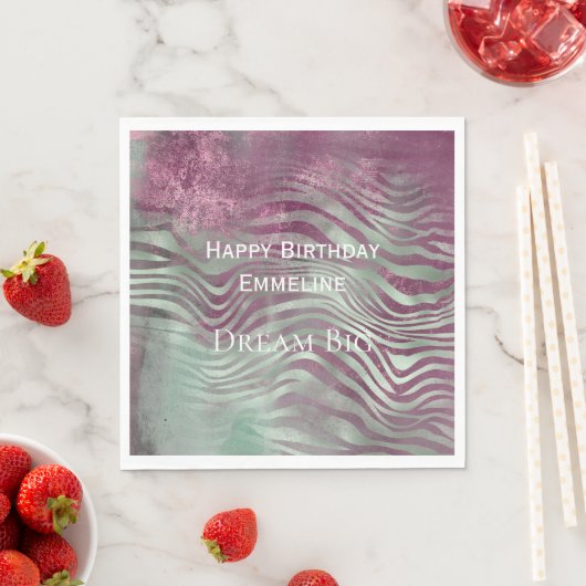 Serviette En Papier Purple Bourgogne Aqua Mint Zebra (En situation)