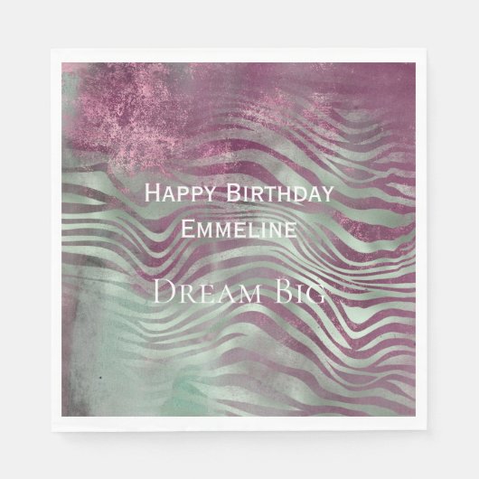 Serviette En Papier Purple Bourgogne Aqua Mint Zebra (Devant)