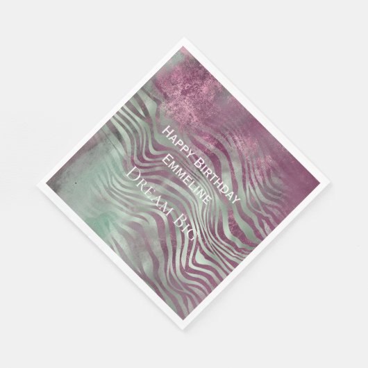 Serviette En Papier Purple Bourgogne Aqua Mint Zebra (Coin)