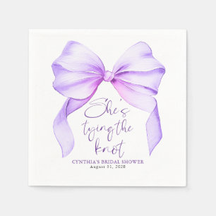 Serviette En Papier Purple Bow Elle Tying the Knot Fête des mariées