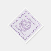 Serviette En Papier Purple Bow Retro Coquette gâteau Brunch nuptial (Coin)