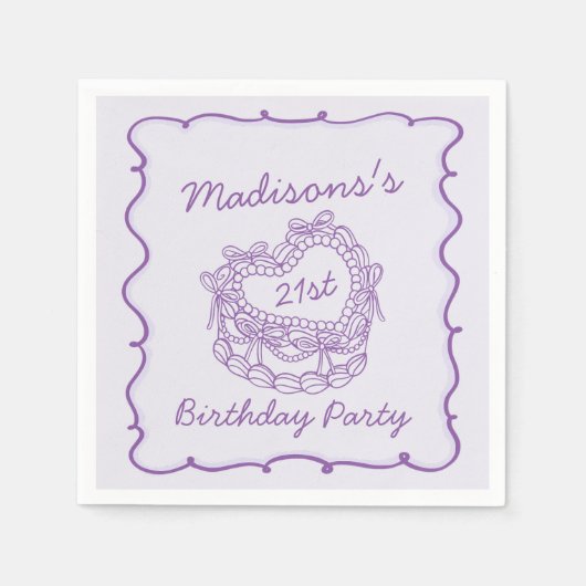 Serviette En Papier Purple Bow Retro Coquette gâteau Coquette Annivers (Devant)