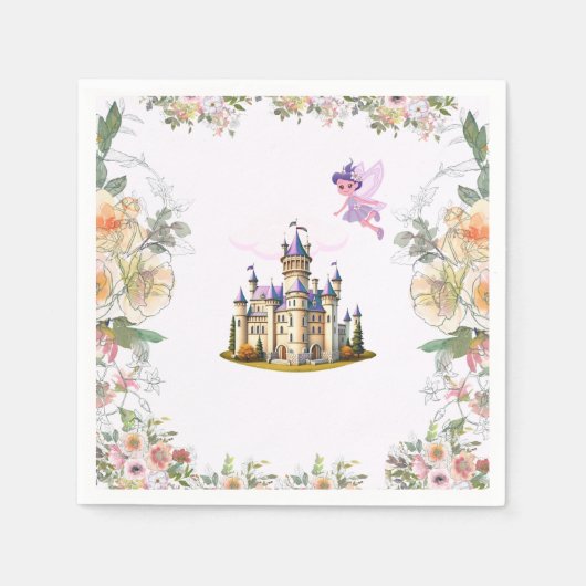 Serviette En Papier Purple Castle Fairytale Anniversaire Thème avec Fa (Devant)