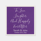 Serviette En Papier Purple Chic Personnalisé Script Mariage Réception (Devant)