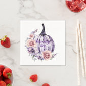 Serviette En Papier Purple citrouille mignon fleurs automne fleurs (En situation)