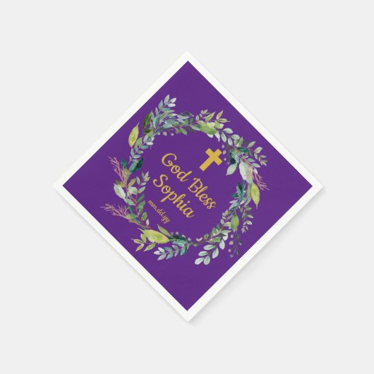 Serviette En Papier Purple Confirmation Fille Baptême Parti Communion (Coin)