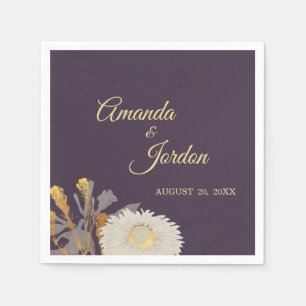 Serviette En Papier Purple Daisy Antique Cocktail Mariage Napkin