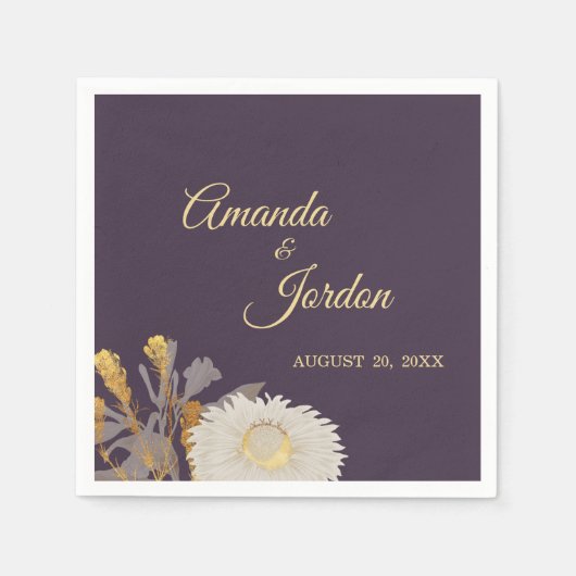 Serviette En Papier Purple Daisy Antique Cocktail Mariage Napkin (Devant)