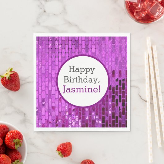 Serviette En Papier Purple Disco Ball Tiles Party (En situation)
