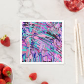 Serviette En Papier Purple Dream Expressive Impression Abstraite (En situation)