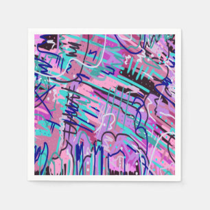Serviette En Papier Purple Dream Expressive Impression Abstraite