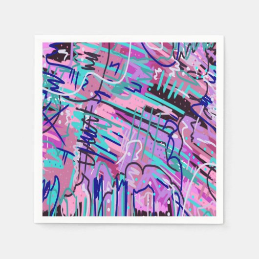 Serviette En Papier Purple Dream Expressive Impression Abstraite (Devant)