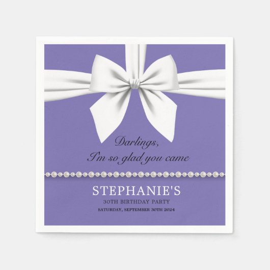 Serviette En Papier Purple Elegant Fancy Tiffany Anniversaire Vaissell (Devant)