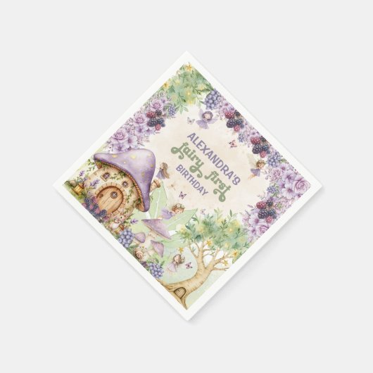 Serviette En Papier Purple Fairy First Berry First Birday (Coin)