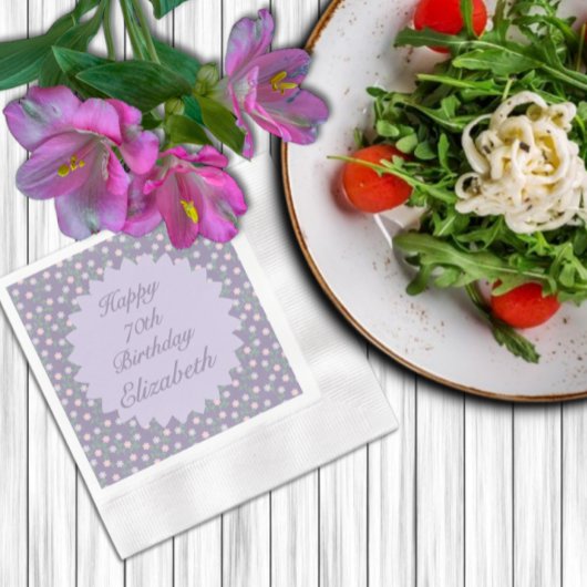 Serviette En Papier Purple Floral Birthday