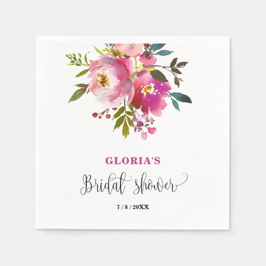Serviette En Papier Purple Floral Bridal Shower (Devant)