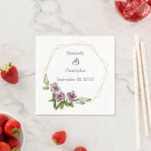 Serviette En Papier Purple Floral Verdure Mariage élégant serviettes (En situation)