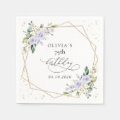 Serviette En Papier Purple Flowers, White Flowers, Greenery, Birthday (Devant)