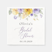 Serviette En Papier Purple Flowers, Yellow Flowers, Bridal Shower (Devant)