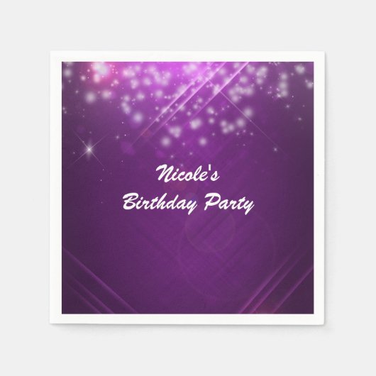 Serviette En Papier Purple Fuchsia Sparkle Glam Dance Club (Devant)