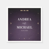 Serviette En Papier Purple Galaxy Gold Moon Céleste mariage (Devant)
