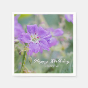 Serviette En Papier Purple Geranium Fleur sauvage photo Joyeux anniver