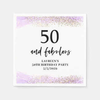 Serviette En Papier Purple Glitter Purple 50th Birthday Party 