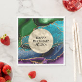 Serviette En Papier Purple Gold Aqua Green Glitz (En situation)