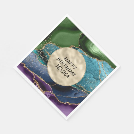 Serviette En Papier Purple Gold Aqua Green Glitz (Coin)