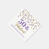 Serviette En Papier Purple Gold Confetti 50 & Fabuleux anniversaire (Coin)