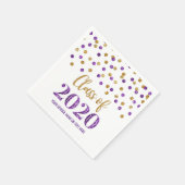 Serviette En Papier Purple Gold Confetti Classe de 2020 Graduation (Coin)