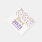 Serviette En Papier Purple Gold Confetti Classe de 2021 Graduation (Coin)