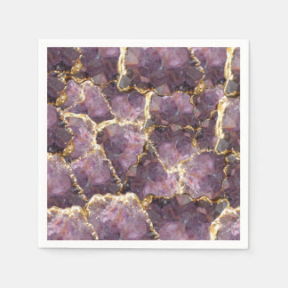 Serviette En Papier Purple Gold Crystal Collage Napkins