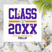 Serviette En Papier Purple|Gold Graduated Class Year