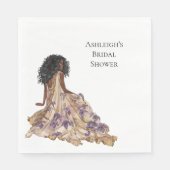 Serviette En Papier Purple Gold Iris Fête des mariées Florale Black Wo (Devant)