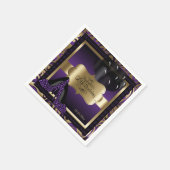 Serviette En Papier Purple & Gold Metallic - 00e anniversaire | Texte  (Coin)