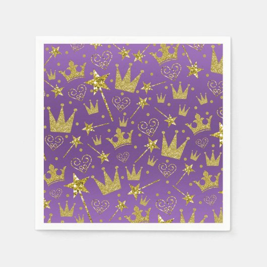 Serviette En Papier Purple & Gold Parties scintillant Girls Princess P (Devant)