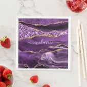 Serviette En Papier Purple Gold Parties scintillant personnalisée Votr (En situation)
