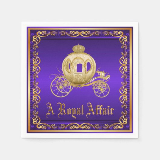 Serviette En Papier Purple Gold Royal Carriage Royal Party Event (Devant)
