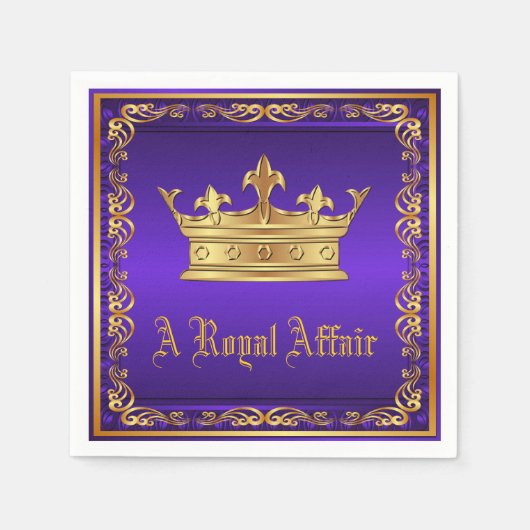 Serviette En Papier Purple Gold Royal Crown Royal Party Event (Devant)