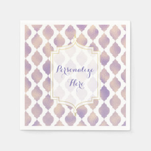 Serviette En Papier Purple Gold & White Marocain Mariage moderne