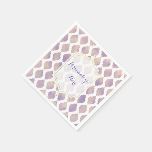 Serviette En Papier Purple Gold & White Marocain Mariage moderne (Coin)