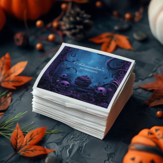 Serviette En Papier Purple gothique Éffrayant UN Anniversaire