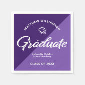 Serviette En Papier Purple Graduation Bold Retro Script Cap Icon Retro (Devant)