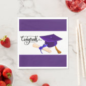 Serviette En Papier Purple Graduation Cap And Diploma  (En situation)