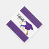 Serviette En Papier Purple Graduation Cap And Diploma  (Coin)