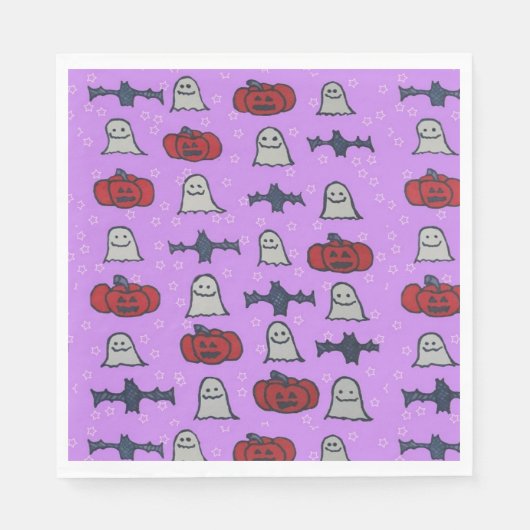 Serviette En Papier Purple Halloween Fun Print (Devant)