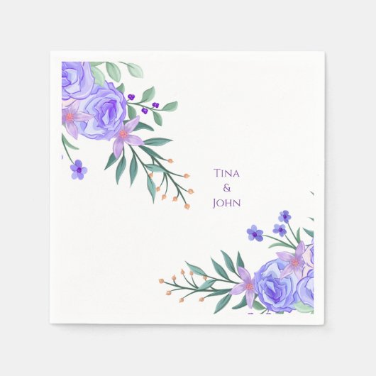 Serviette En Papier Purple Lavender Floral Botanical All-In-One Foil W (Devant)